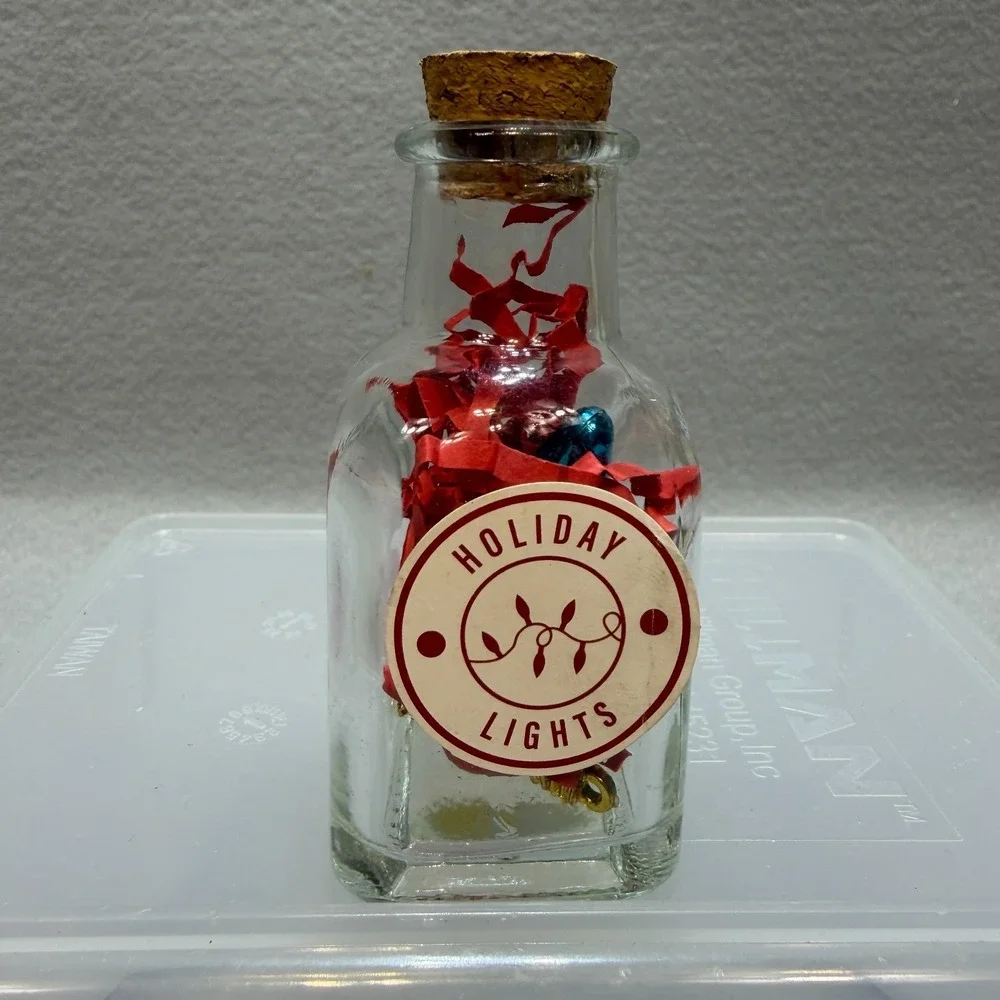 Christmas Decor Mini Collectible Bottles Cookies Snowballs Lights Coal Set of 9